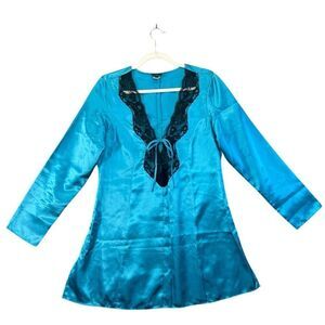 Vintage Y2K medium Frederick’s Of Hollywood Blue Slinky satin feel